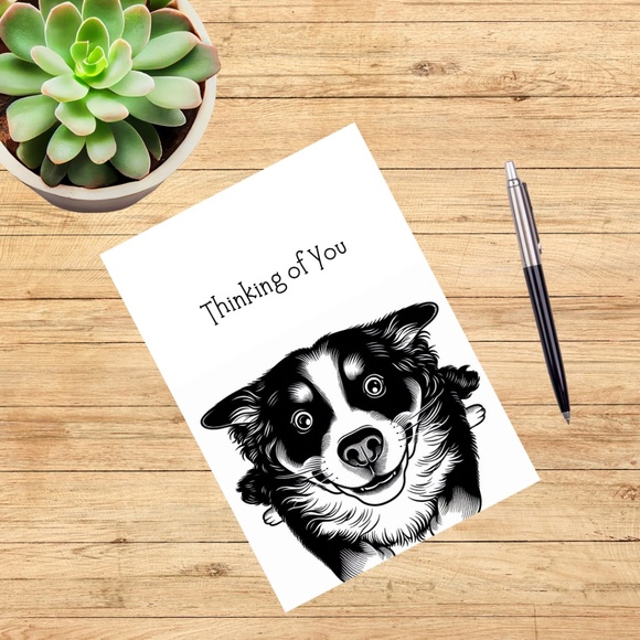 Whimsical Bernese Mountain Dog Blank Notecards with Peel and Stick Envelopes - Picture 2 of 11